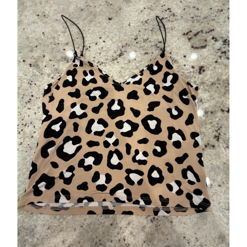 Gaze Leopard Print Crop Tank Top Spaghetti Strap Size L